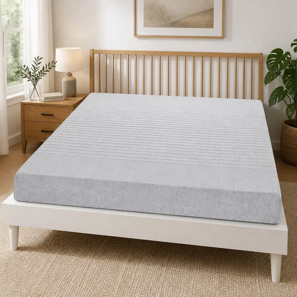 Queen Memory Foam Mattress Medium-Firm 15cm Grey Gel-Infused Bamboo Cover