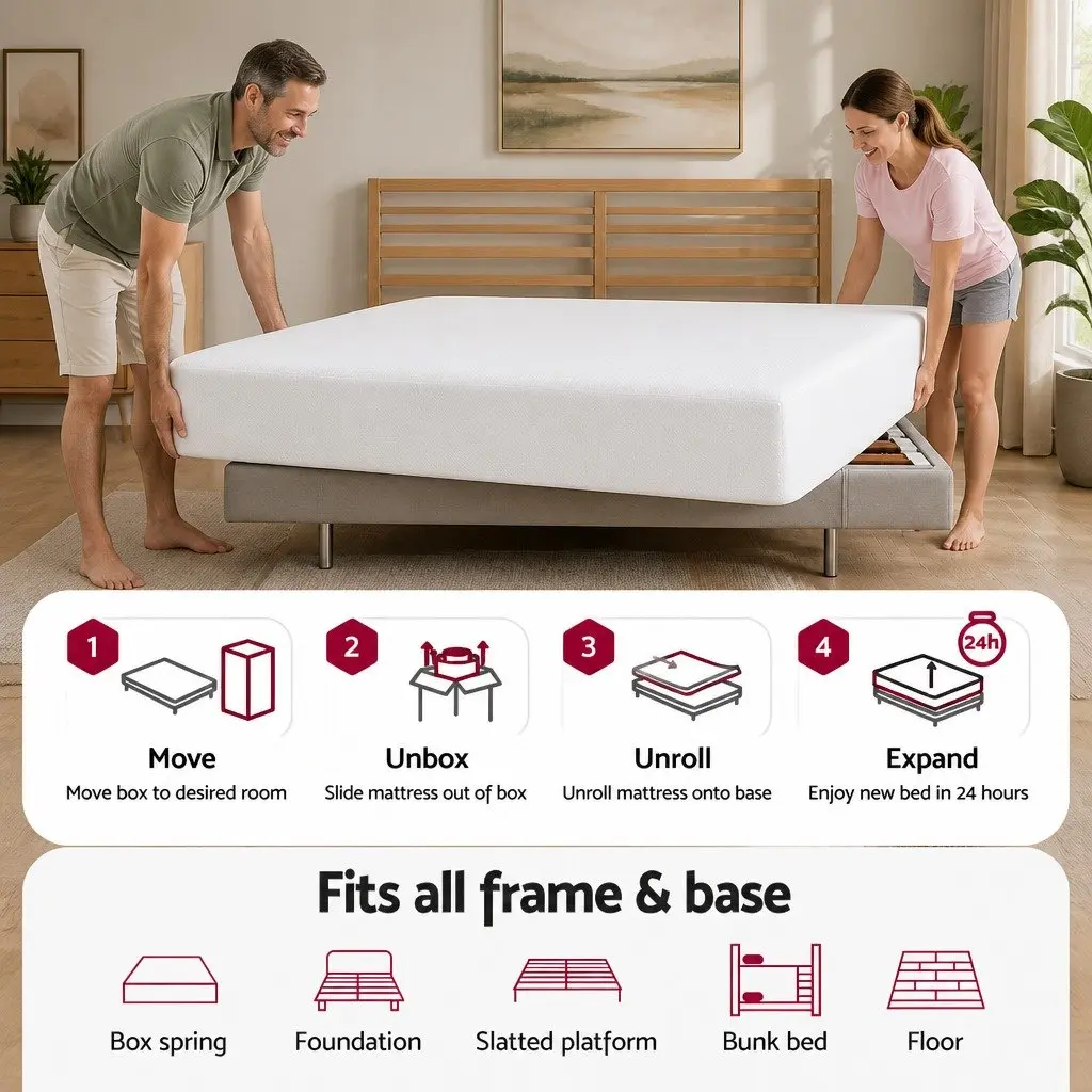 Double Mattress Memory Foam 20cm Medium Firm Cooling Gel White
