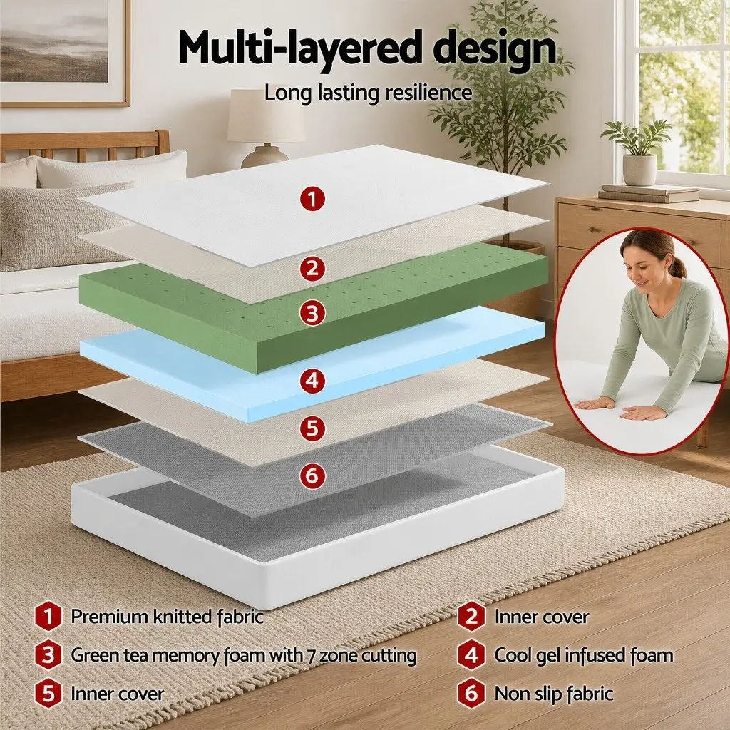 King Single Mattress 20cm Memory Foam Adaptive Comfort White