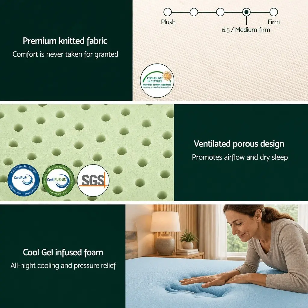 King Single Mattress 20cm Memory Foam Adaptive Comfort White