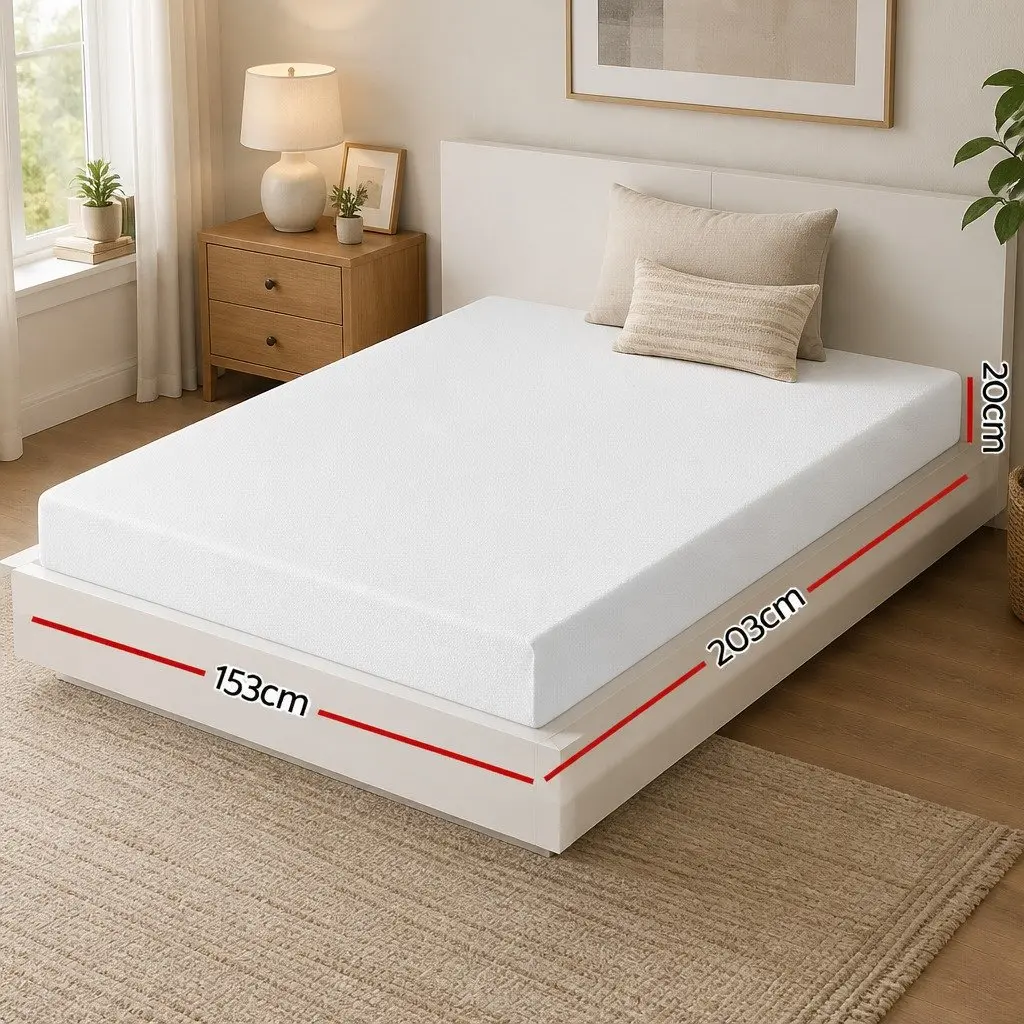 Queen Memory Foam Mattress 20cm Non-Spring Cooling Gel Green Tea Medium Firm White
