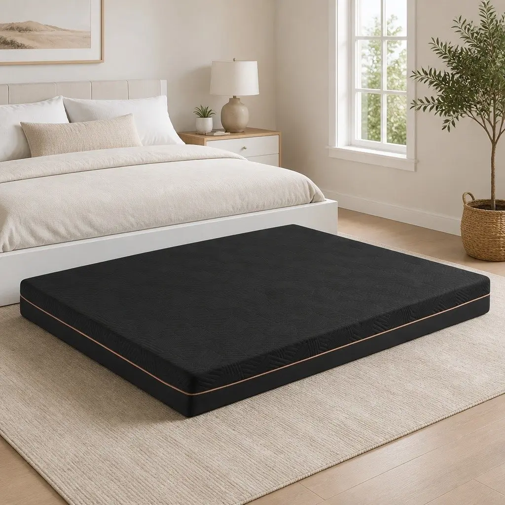Double Mattress Memory Foam Cooling Gel 18cm Black