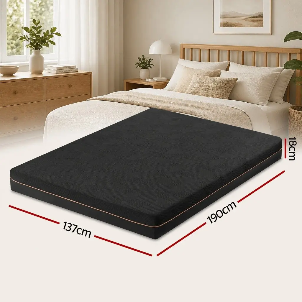 Double Mattress Memory Foam Cooling Gel 18cm Black