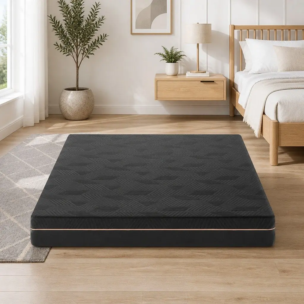 Double Mattress Memory Foam Cooling Gel 18cm Black