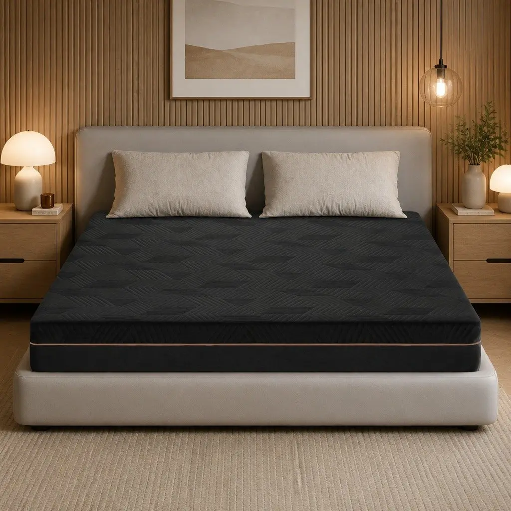 Double Mattress Memory Foam Cooling Gel 18cm Black