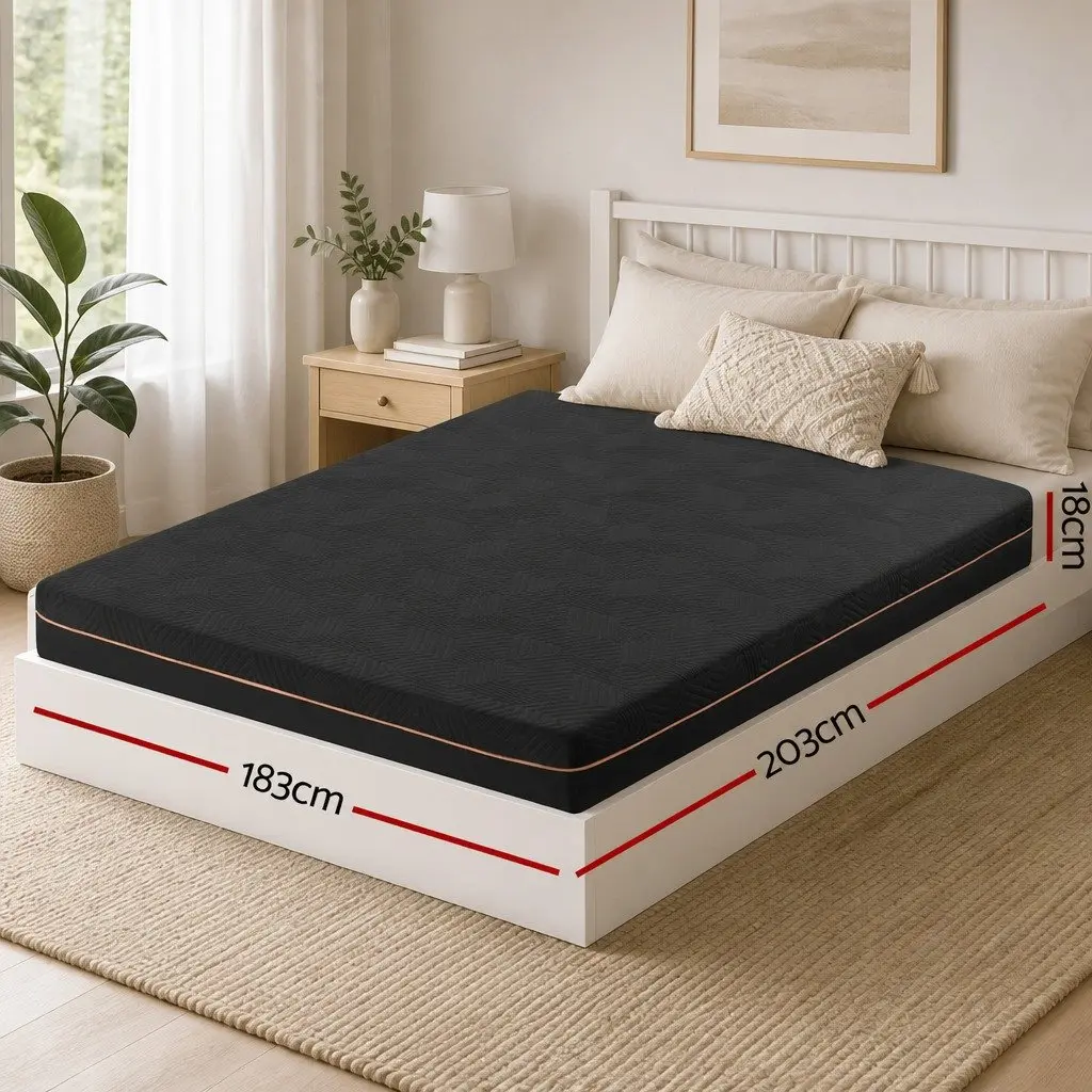 King Size Mattress Memory Foam 18cm Black Cooling Gel Green Tea Foam Support