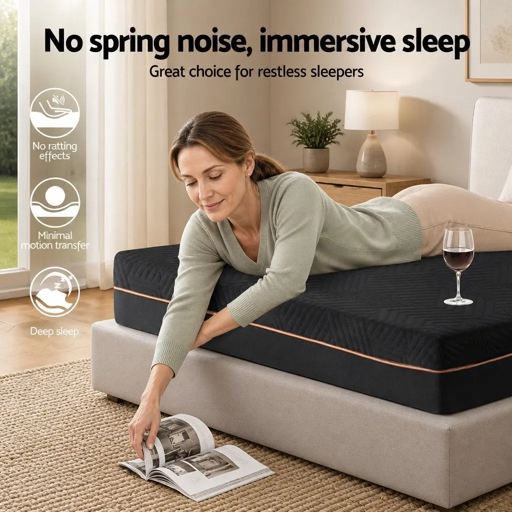 King Single Mattress Memory Foam 18cm Cooling Gel Green Tea Foam Medium Firm Black