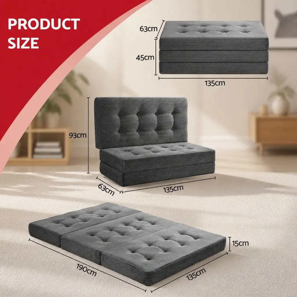 Double Folding Mattress 15cm Foldable Foam Portable Guest Sofa Bed Camping Mat