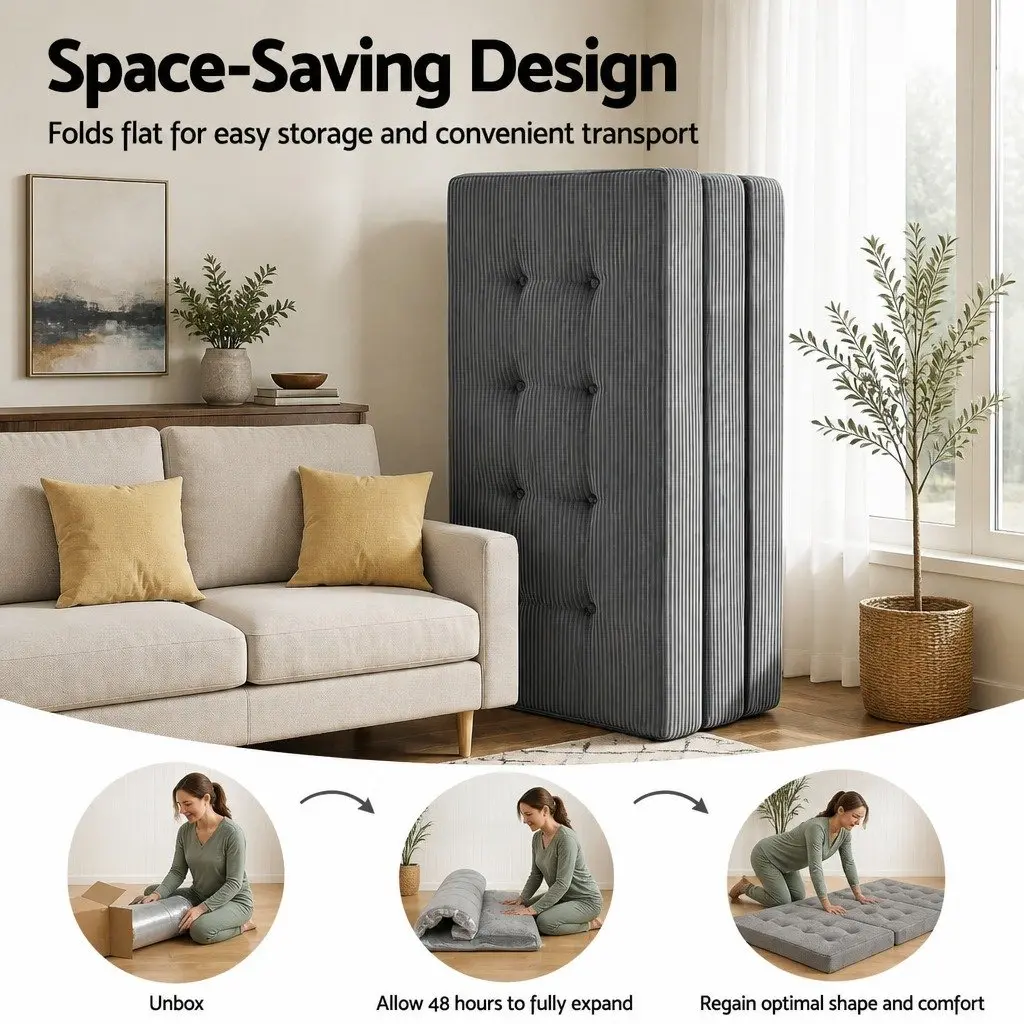 Double Folding Mattress 15cm Foldable Foam Portable Guest Sofa Bed Camping Mat