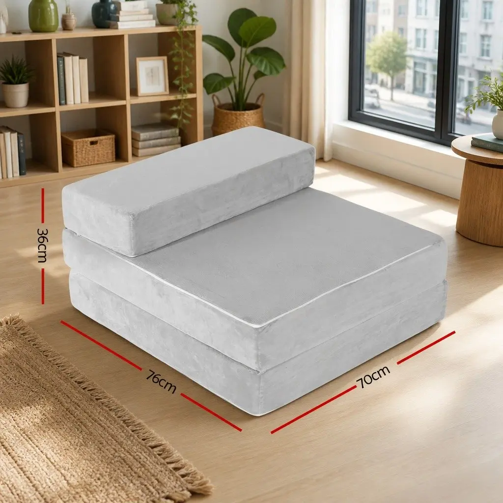 Foldable Foam Mattress Queen Bed Mat Chair Single Sofa Light Grey