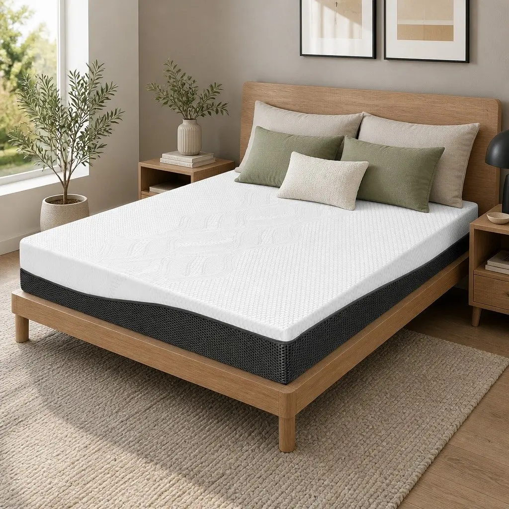 Memory Foam Mattress Cool Gel Pressure Relief Double Queen Size White