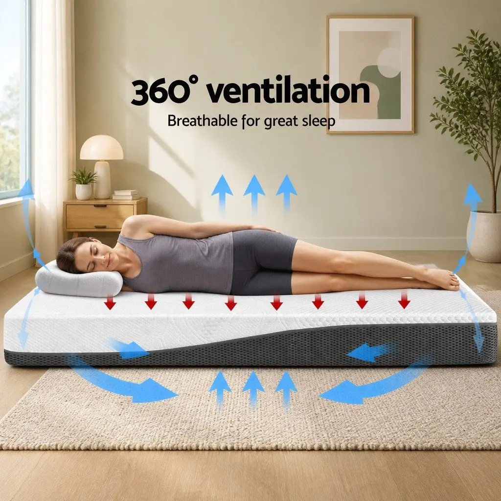Memory Foam Mattress Cool Gel Pressure Relief Double Queen Size White