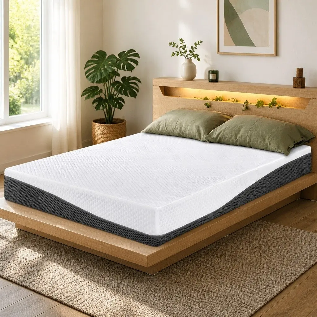 Memory Foam Mattress Cool Gel Pressure Relief Double Queen Size White