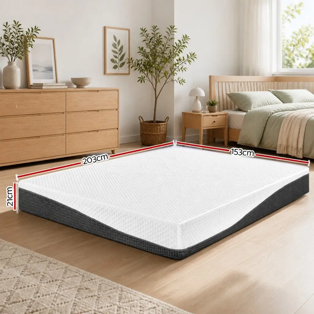 Memory Foam Mattress Queen 21cm Cool Gel Pressure Relief Hypo-Allergenic White