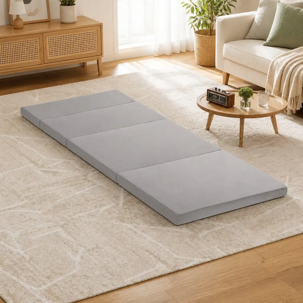 Foldable Mattress 4-Fold Sofa Bed Camping Cushion Mat Guest Sleeping Portable