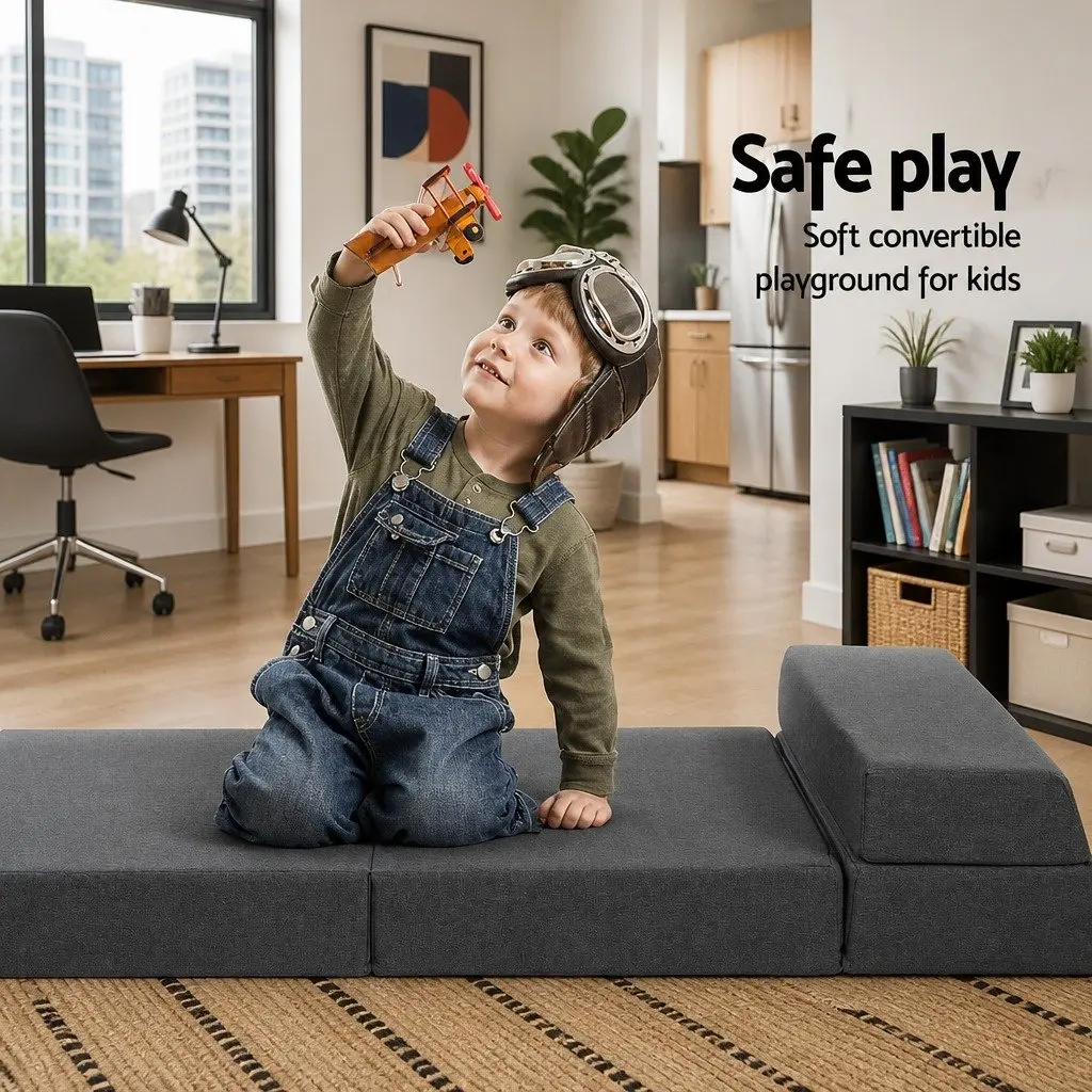 Foldable Foam Mattress Sofa Bed Grey Single Bed Couch