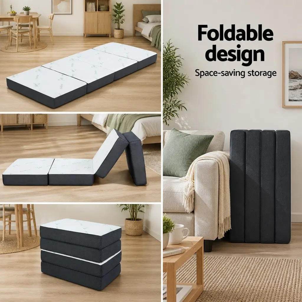 Grey Foldable Foam Sofa Bed for Guests
