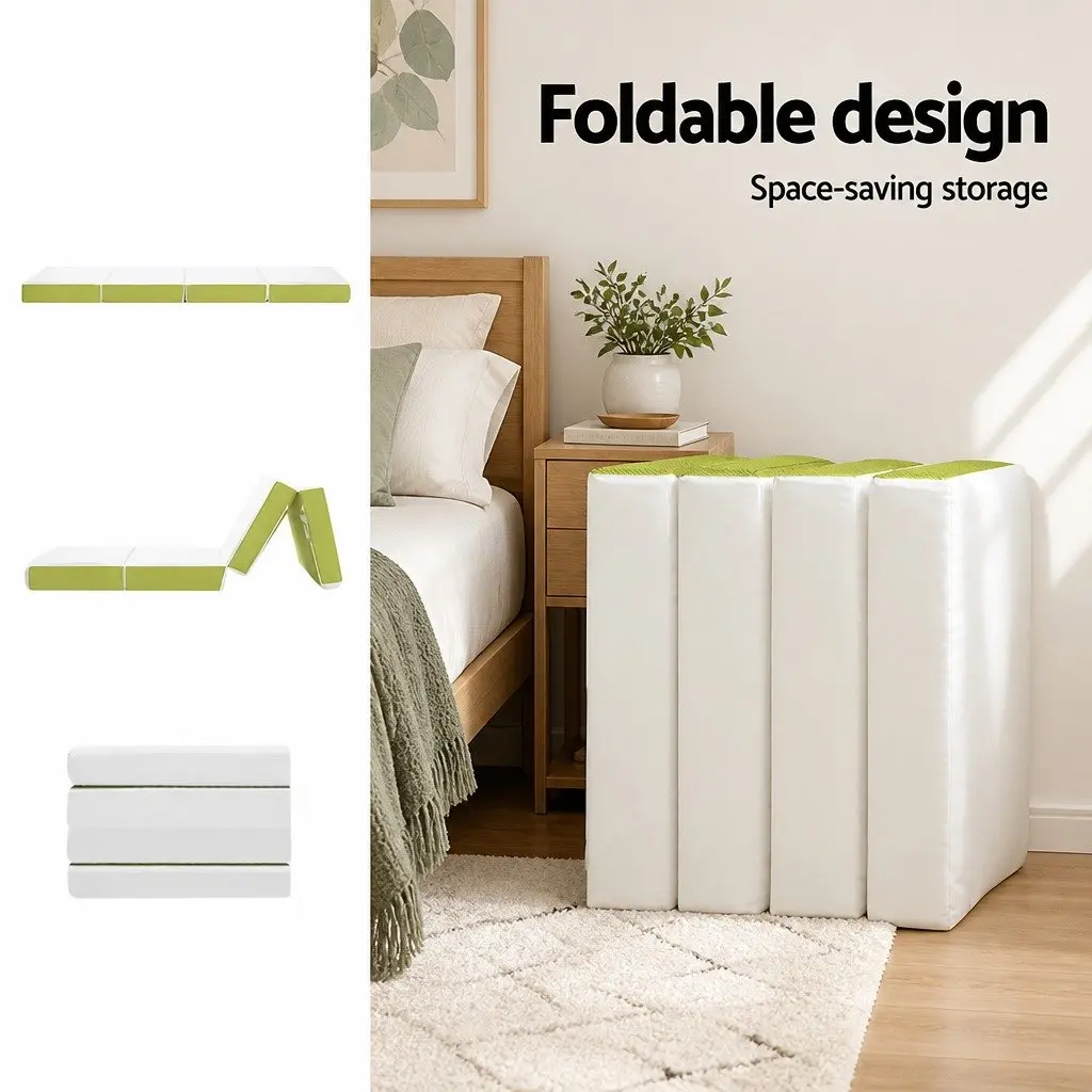 Foldable Foam Mattress Single Bed Chair Portable Green 180cm x 70cm x 12cm