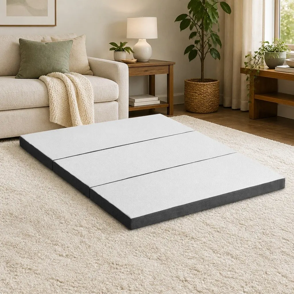 Foldable Queen Mattress 3-Fold Design Chair Bed Foam Convertible Sleep Guest