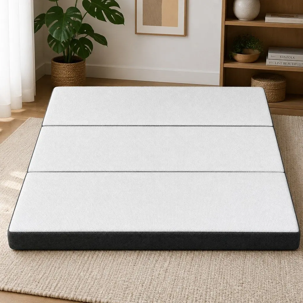 Foldable Queen Mattress 3-Fold Design Chair Bed Foam Convertible Sleep Guest