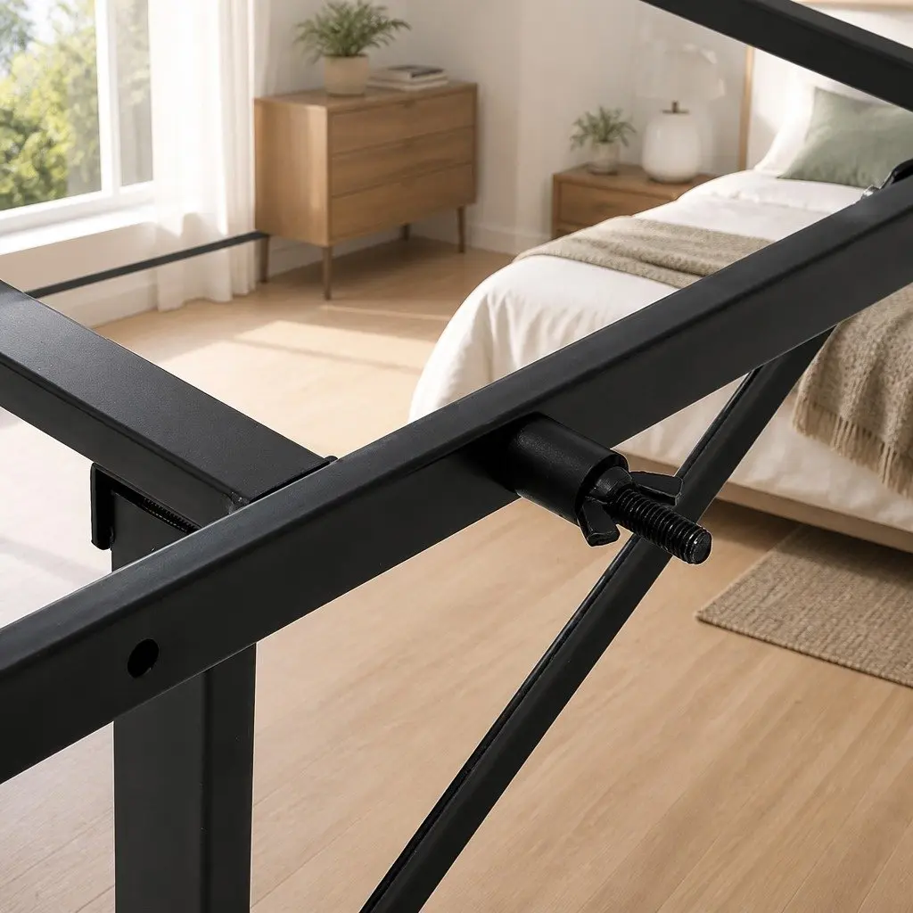 Foldable Double Bed Frame in Black