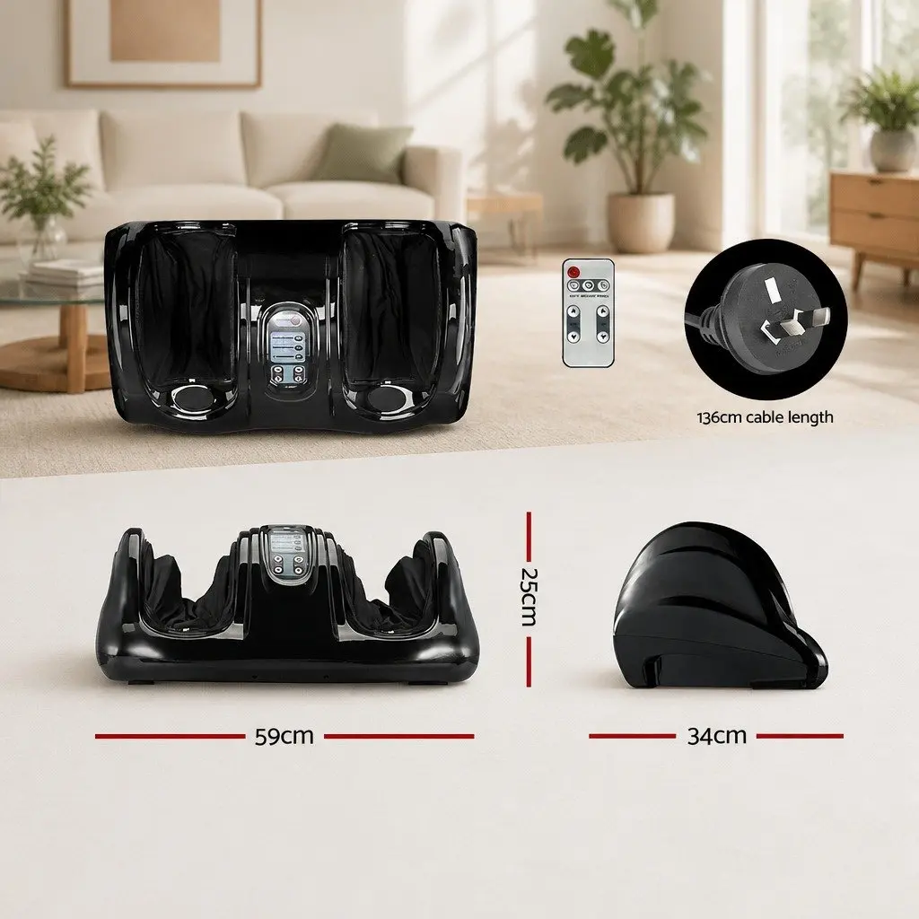 Foot Massager Electric Kneading Roller Remote Control Black