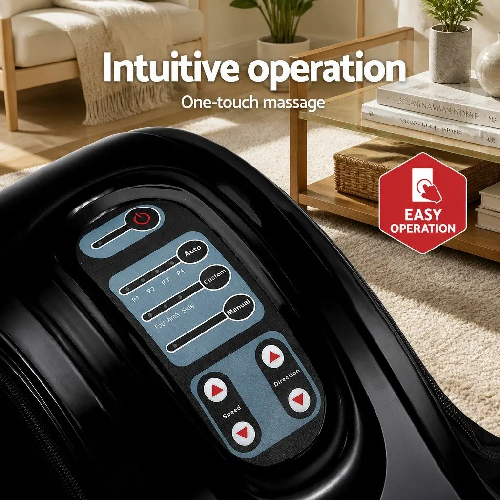 Foot Massager Electric Kneading Roller Remote Control Black