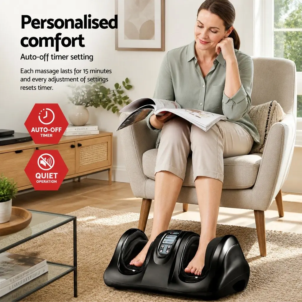 Foot Massager Electric Kneading Roller Remote Control Black
