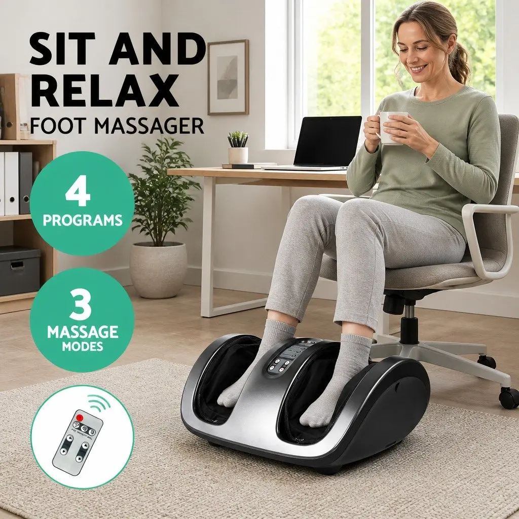 Electric Foot Massager Kneading Shiatsu Roller Charcoal Grey for Home and Office Comfort
