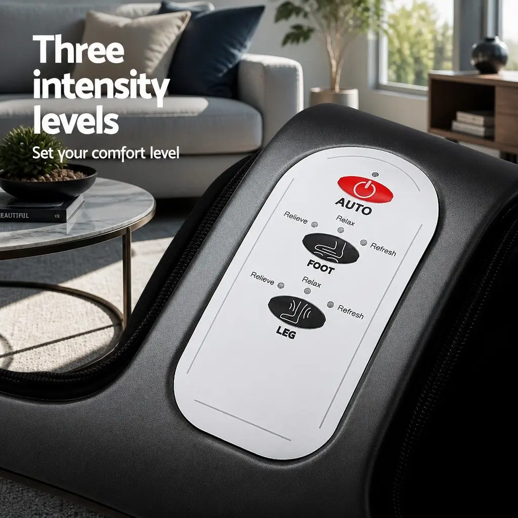 Foot Massager Shiatsu Electric Calf Leg Kneading Massage Chair Black