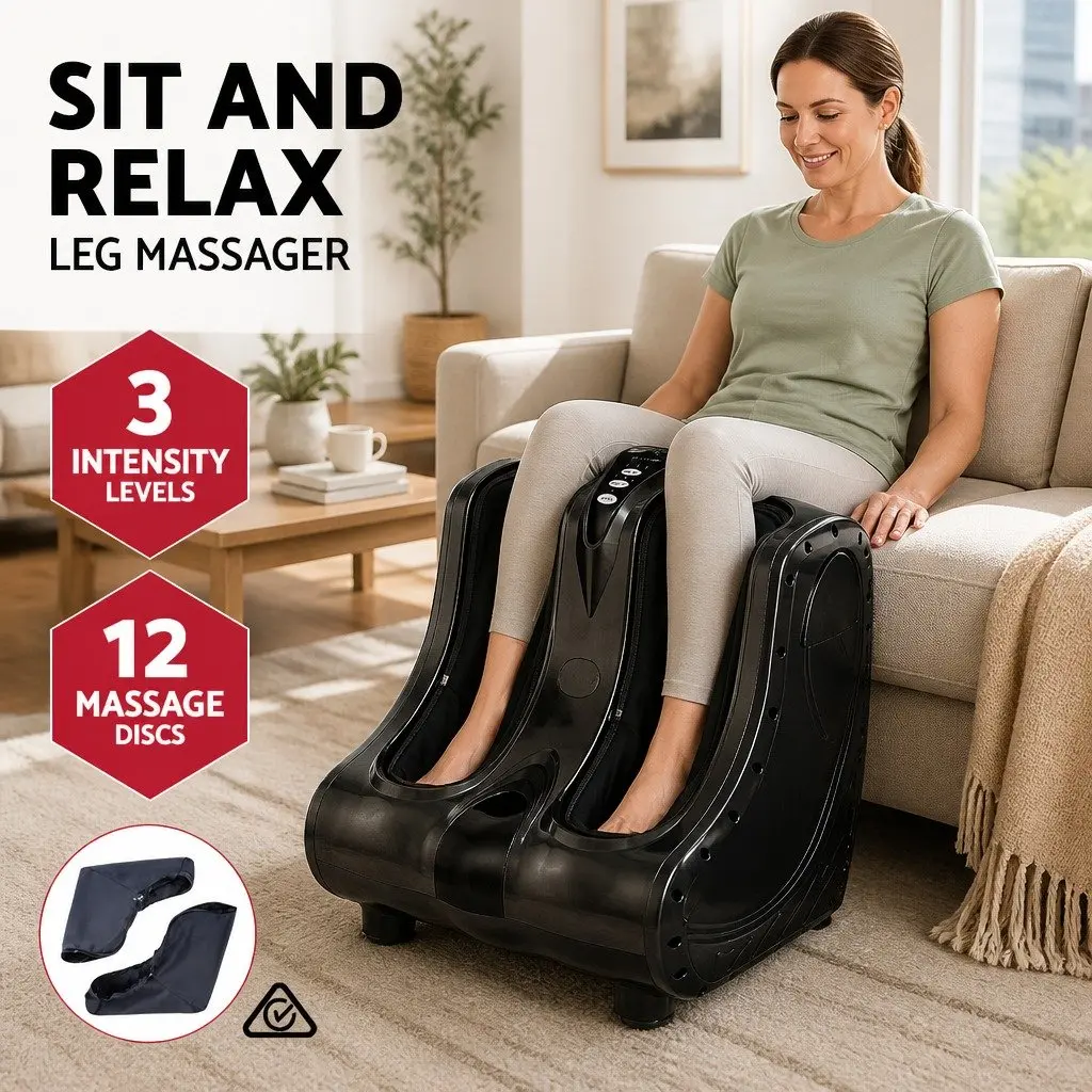 Foot Massager Electric Shiatsu Kneading Leg Roller Black