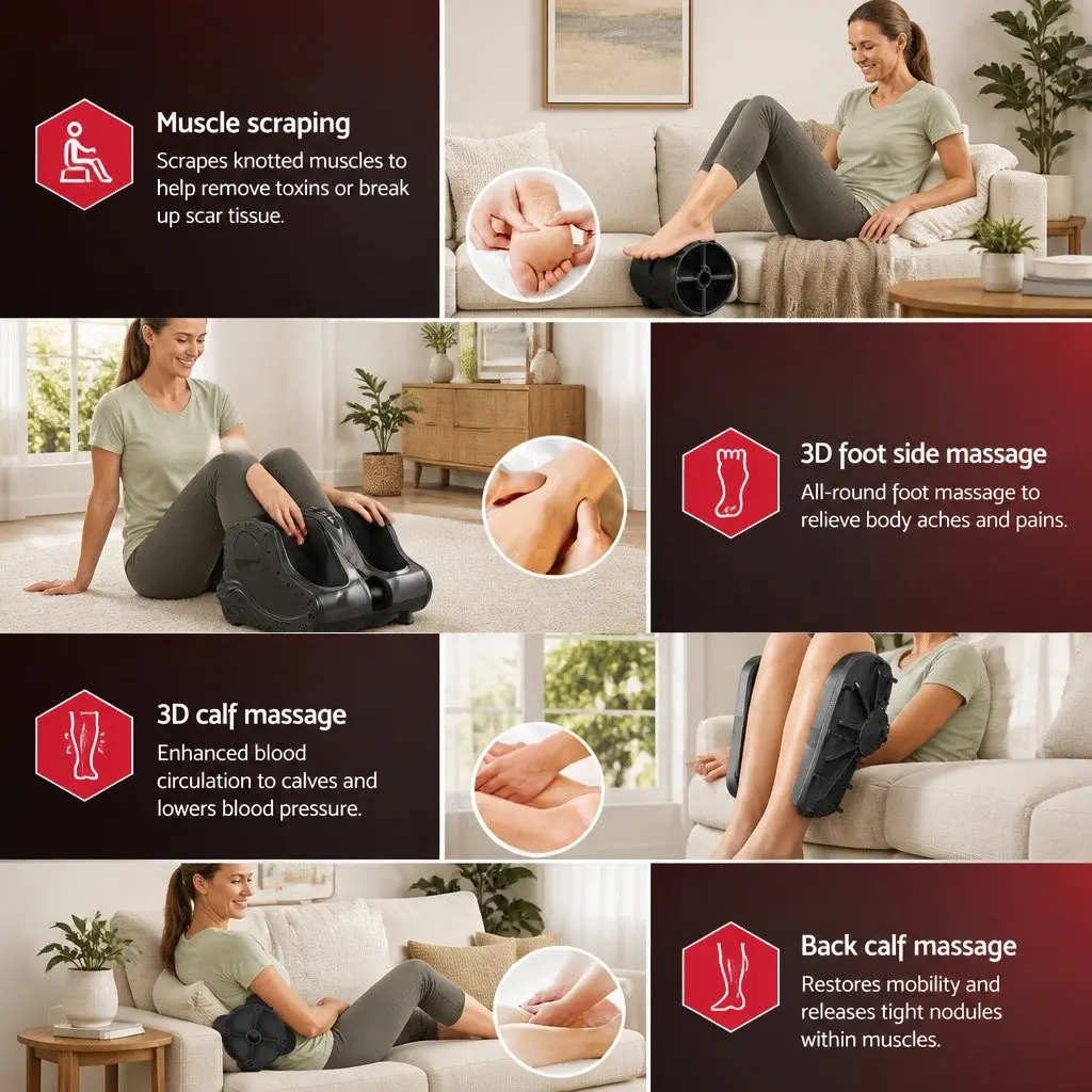 Foot Massager Electric Shiatsu Kneading Leg Roller Black
