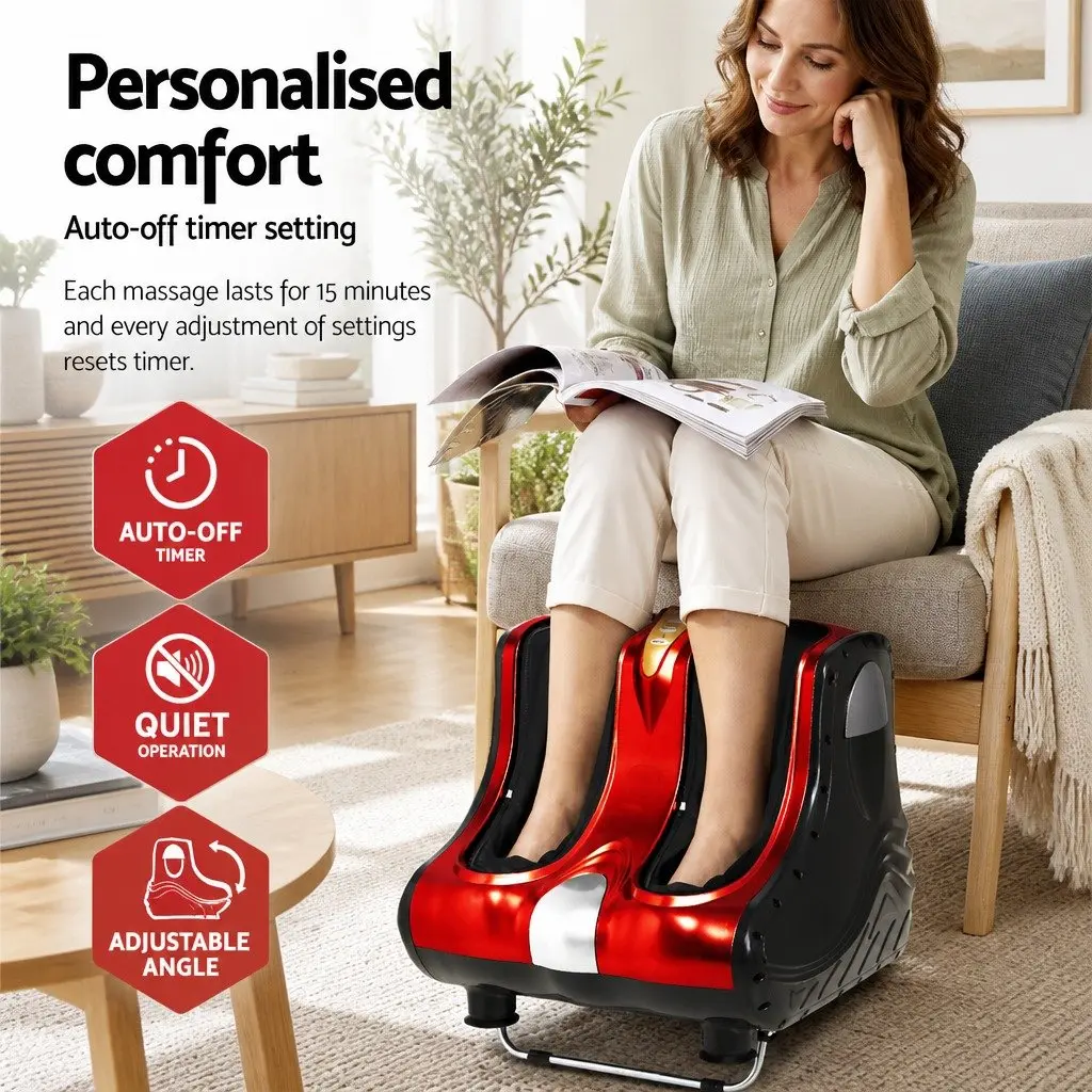 Foot Massager Electric Shiatsu Kneading Roller Leg Massage Chair 47cm Red