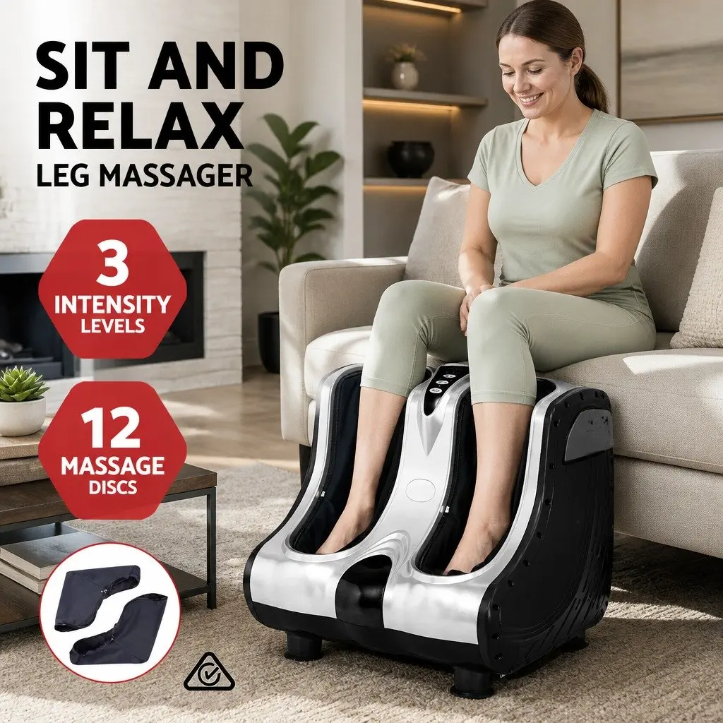 Foot Massager Electric Shiatsu Kneading Ankle Calf Leg Massage Chair Silver
