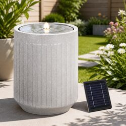 Solar Fountain Water Feature LED Lights Outdoor Garden Beige Decorative Pond