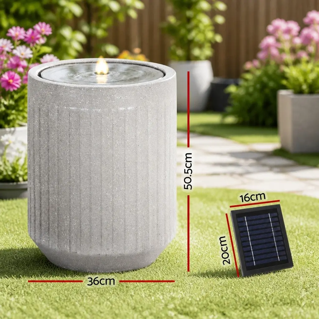 Solar Fountain Water Feature LED Lights Outdoor Garden Beige 36x36x50.5cm