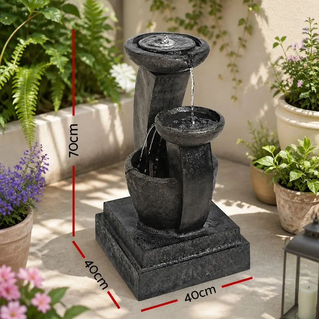 Solar Water Fountain Three-Tier Cascading Feature 70cm Blue