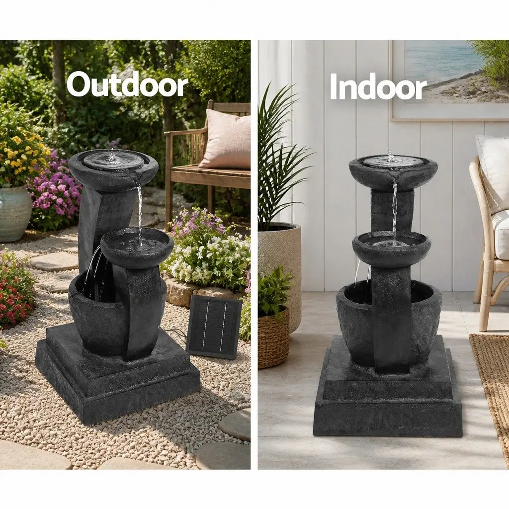 Solar Water Fountain Three-Tier Cascading Feature 70cm Blue