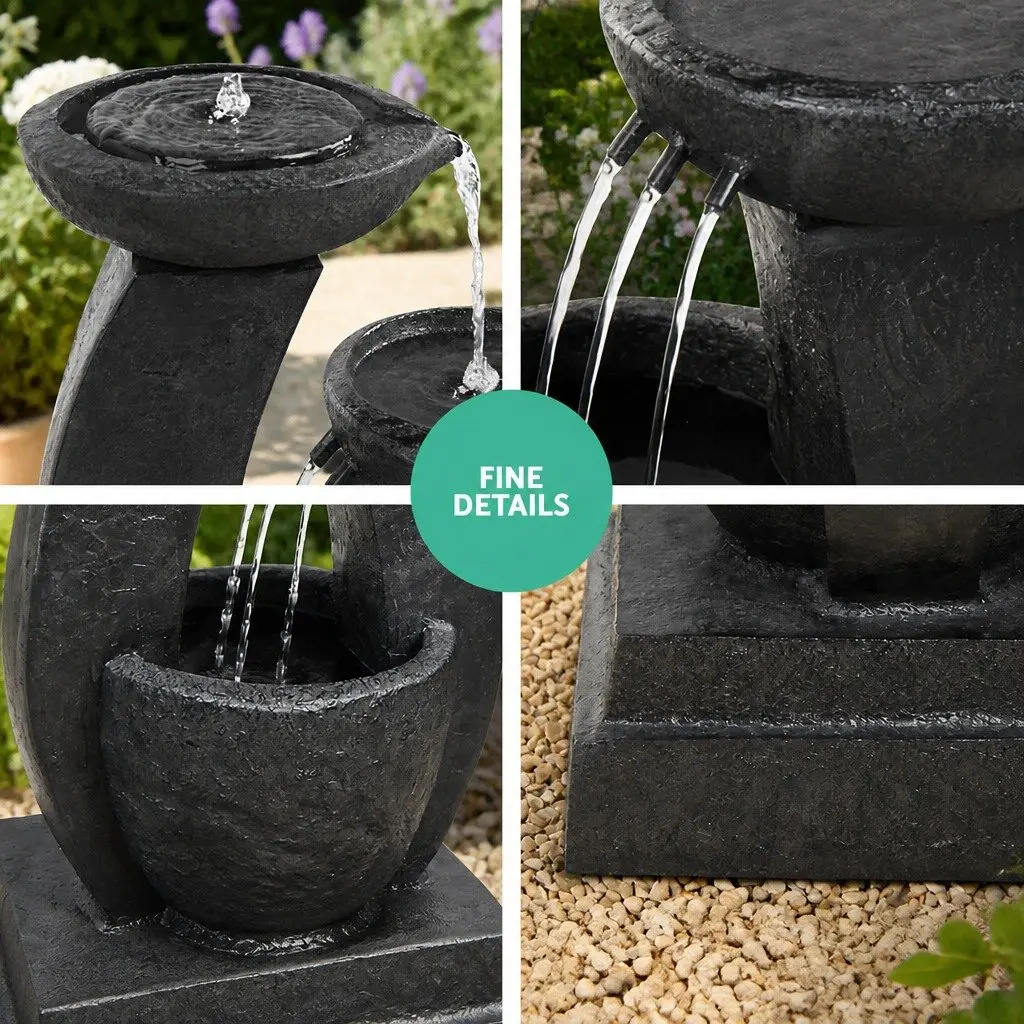 Solar Water Fountain Three-Tier Cascading Feature 70cm Blue