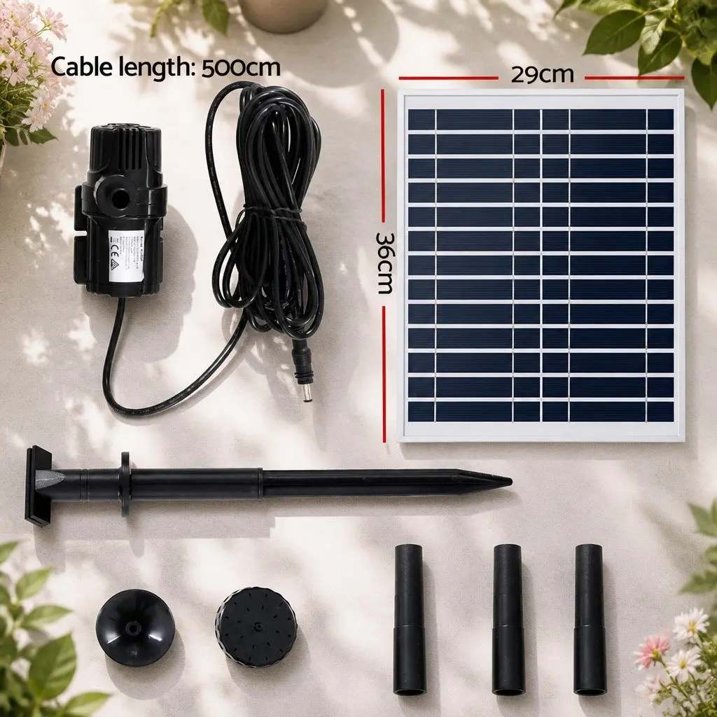Solar Pond Pump Submersible Fountain Kit 9.8FT Black