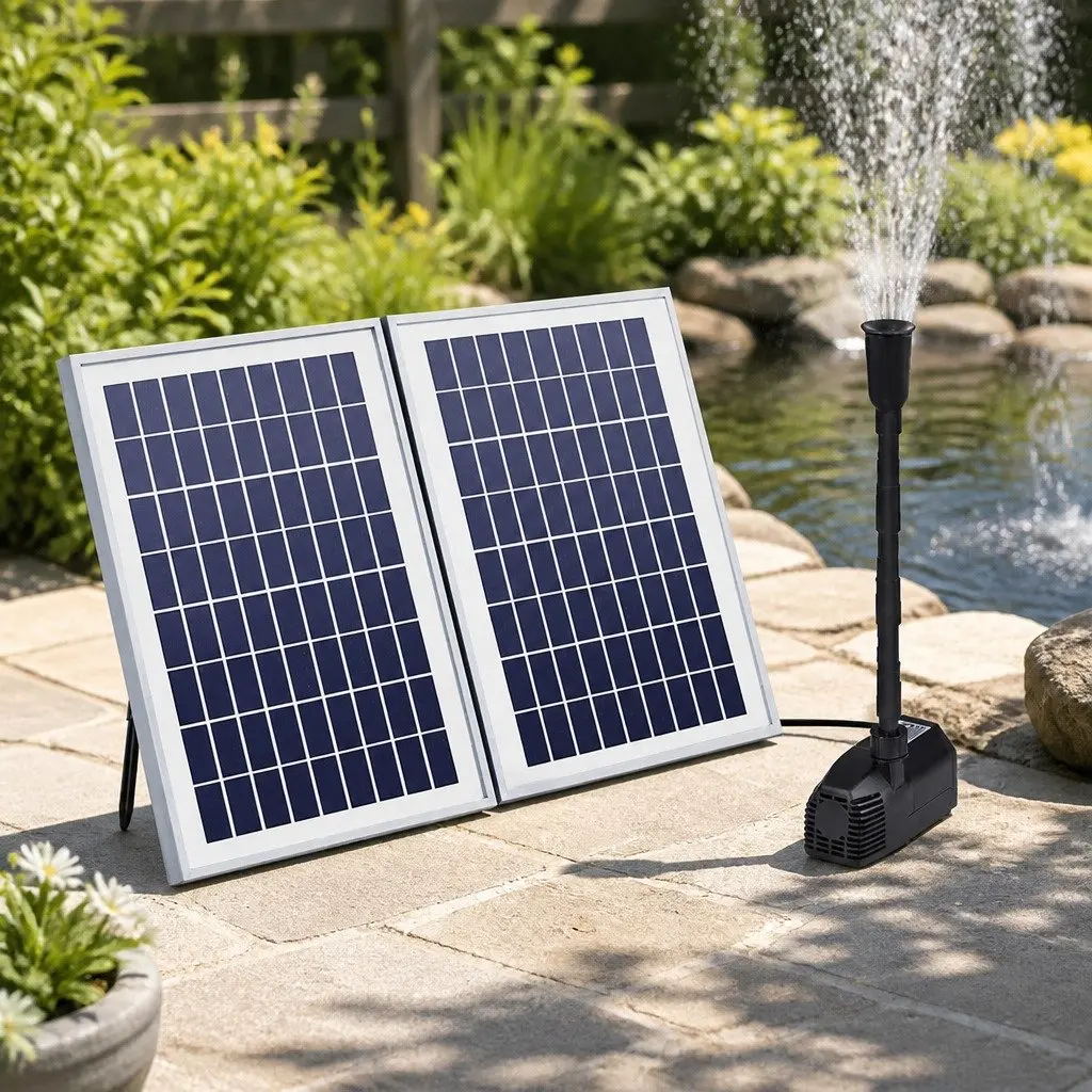 Solar Pond Pump Submersible Water Fountain Kit with 2 Solar Panels 1600L/H Flow