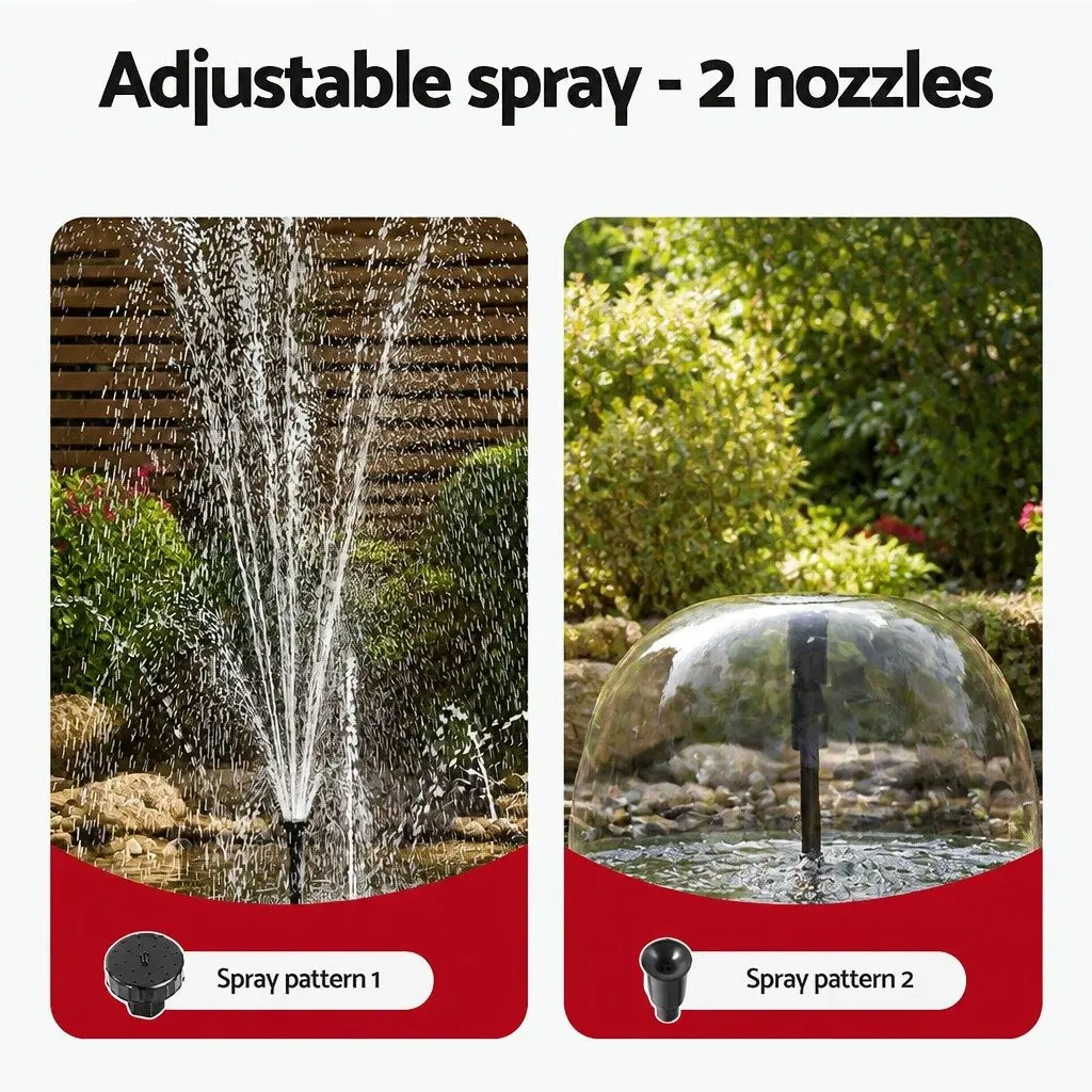 Solar Pond Pump Submersible Fountain Kit 1600L/H Flow 5m Cable Black