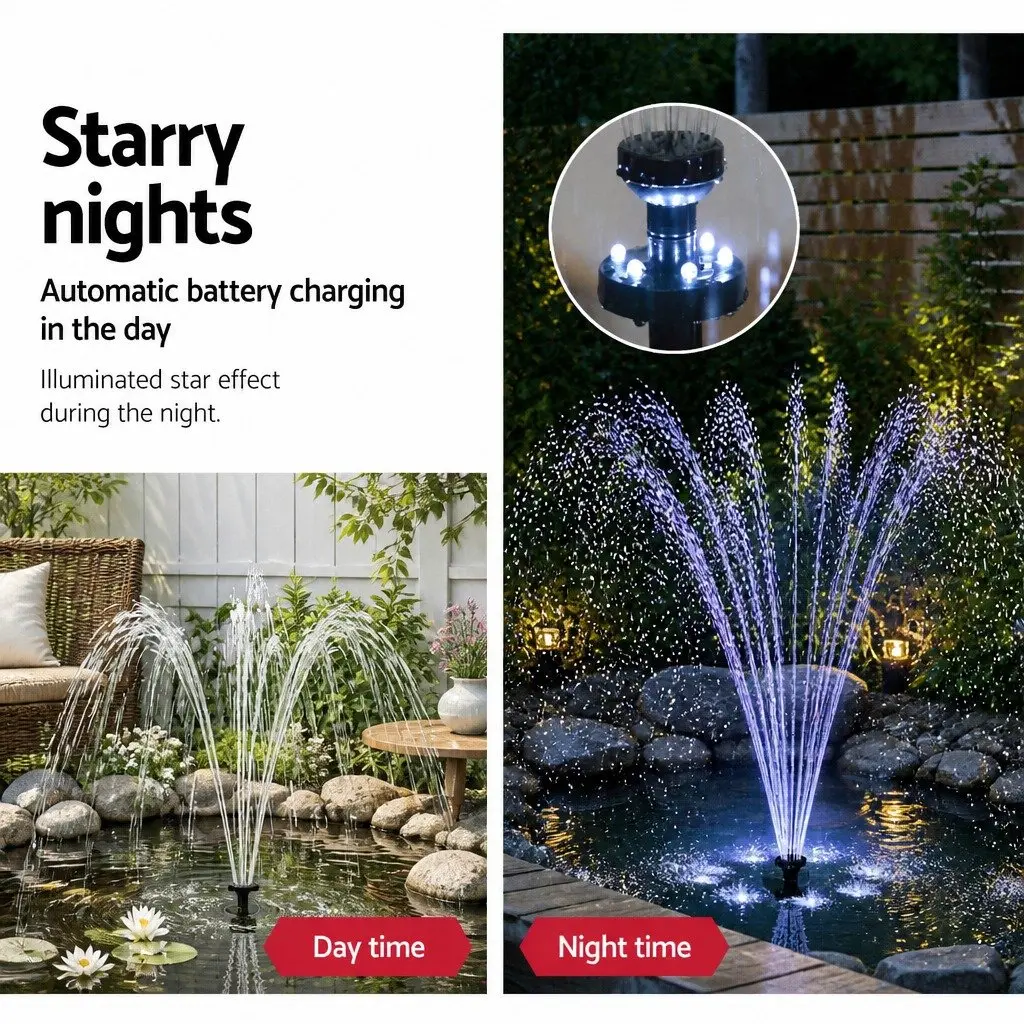 Solar Pond Pump with LED Lights for Gardens 4FT