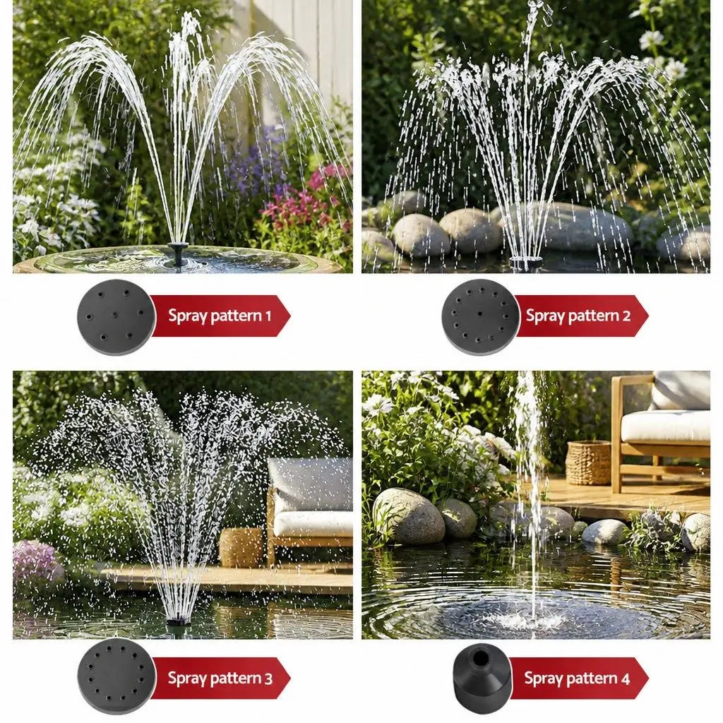 Solar Pond Pump with LED Lights for Gardens 4FT