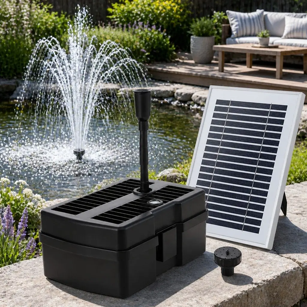Solar Submersible Water Pump 4.6FT for Ponds and Fountains Black