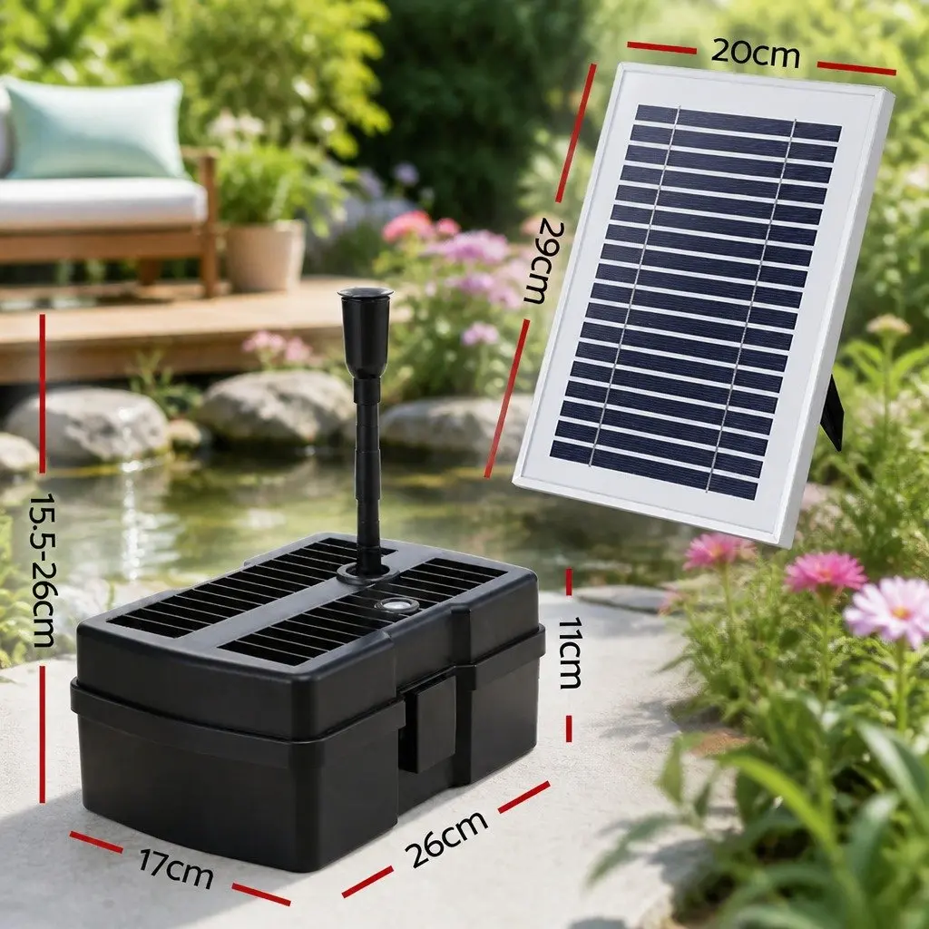 Solar Submersible Water Pump 4.6FT for Ponds and Fountains Black