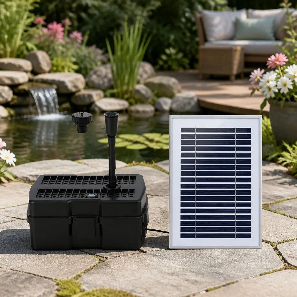 Solar Submersible Water Pump 4.6FT for Ponds and Fountains Black
