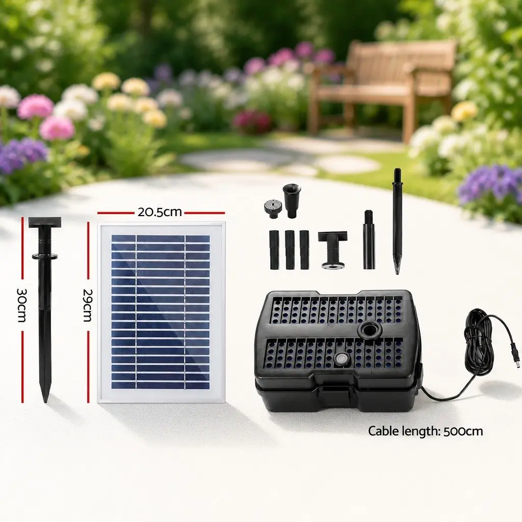 Solar Pond Pump with Filter Box Water Fountain Garden Feature 4.6FT Lift
