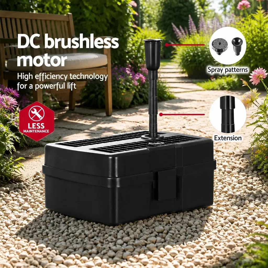 Solar Pond Pump with Filter Box Water Fountain Garden Feature 4.6FT Lift
