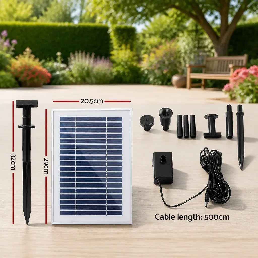 Solar Pond Pump Water Fountain 4.6FT Black